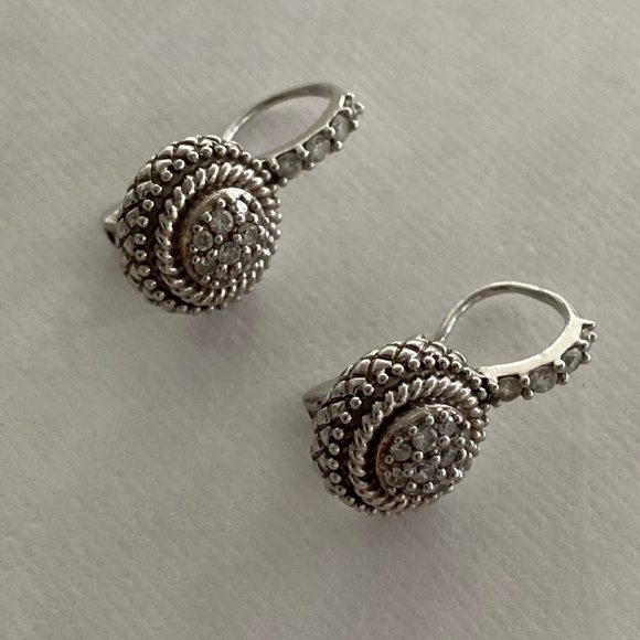 Judith Ripka sterling lever back earrings - Picture 3 of 5